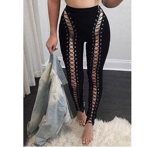 Akira lace up black pants. Worn twice.